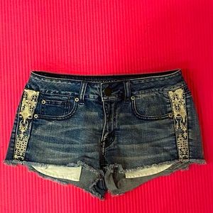 Size 6 American Eagle Stretch Blue Jean Shortie Shorts
